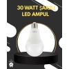 VipMarketim Acil Durumlar İçin Şarjlı LED Ampul 6400K Soğuk Beyaz 30 Watt