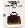 VipMarketim Ahşap Nostaljik Radyo Bluetooth USB SD Kart Destekli