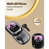 VipMarketim Akıllı Ekranlı Bluetooth 5.4 Kablosuz Kulaklık – Dokunmatik ve Şarj Kutulu