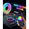 VipMarketim Akıllı RGB LED Neon Şerit Işık 3M USB Bağlantılı Uzaktan Kumanda ve Mobil Uygulama Kontrolü