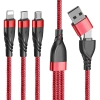 VipMarketim ALLY 3in1 Type-C + USB To Lightning + Type-c + Micro Usb Şarj ve Data Kablosu-(5775)