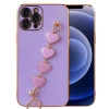 VipMarketim Ally iPhone 12 Pro Max 6.7inç Kılıf Kalp Bileklik Tutuculu Lüx Silikon Askılı Kılıf-(5775)