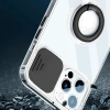 VipMarketim Ally iPhone 12 Pro Max Kılıf Sürgülü Kamera Lens Korumalı Yüzük Standlı Silikon Kılıf-(5775)
