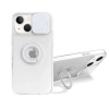 VipMarketim Ally iPhone 13 6.1 inç Kılıf Sürgülü Kamera Lens Korumalı Yüzük Standlı Silikon Kılıf-(5775)