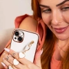 VipMarketim Ally iPhone 13 Mini 5.4inç Kılıf Kalp Bileklik Tutuculu Lüx Silikon Askılı Kılıf-(5775)