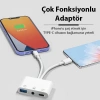 VipMarketim ALLY NK-109PRO Type-c/Lightning to USB-A 3.5mm Kulaklık ve Type-c Kamera Okuyucu Çevirici Adaptör-(5775)