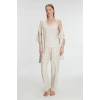VipMarketim Anıl 11215 Kadın Sabahlık Atlet Pantolon Takım 3lü Pamuklu Gecelik Set