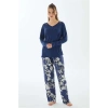 Vipmarketim Anıl Kadın Uzun Kol T-shirt Ve Pantolon Pijama Takımı (kod:11499)