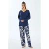 VipMarketim Anıl 11499 Kadın Uzun Kol T-shirt Ve Pantolon Pijama Takımı
