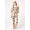 Vipmarketim Anıl Kolsuz Sıfır Kol Bisiklet Yaka Viskon Çiçek Desenli Kışlık Örme Normal Bel Bağlamalı Dantel Detaylı Pijama Takımı Sabahlık (kod:5797)