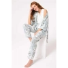 Vipmarketim Anıl Kalın Askılı V Yaka Cotton Çiçek Desenli Kışlık Örme Normal Bel Bağlamalı Dantel Detaylı Pijama Takımı (kod:5806)
