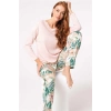 Vipmarketim Anıl Uzun Kol V Yaka Viskon Çiçek Desenli Kışlık Örme Normal Bel Pijama Takımı (kod:9854)