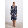 VipMarketim Anil Kadın Çiçek Desenli Fermuarlı Kadife Sabahlık Takımı (Kod:11537)