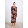 VipMarketim Anıl Kadın Desenli Uzun Kollu Midi Boy Elbise ( ) (Kod:11547)