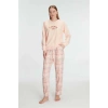 VipMarketim Anıl Kadın Pamuklu Kışlık Uzun Kollu Pijama Takımı Yumuşak Dokulu Ev Giyimi (Kod:11307)