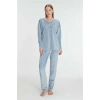 VipMarketim Anıl Kadın Uzun Kol V Yaka Sweatshirt Ve Pantolon Takım Pijama Takımı (Kod:11302)