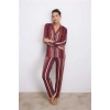 VipMarketim Anıl Kadın Uzun Kollu Düğmeli Çizgili Pijama Takımı (Kod:11578)