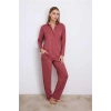 Vipmarketim Anıl Kadın Uzun Kollu Düğmeli Gömlek Ve Pantolon Pijama Takımı ( ) (kod:11556)