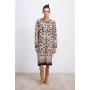 Vipmarketim Anıl Kadın Uzun Kollu Leopar Desenli Ve Doğal Dokulu Gecelik ( ) (kod:11539)