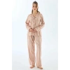 VipMarketim Anıl Kadın Viscose Çizgili Gömlek Pantolon Pijama Takımı (Kod:11498)