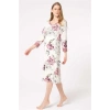 Vipmarketim Anıl Uzun Kol V Yaka Bamboo Çiçek Desenli Kışlık Örme Normal Bel Dantel Detaylı Gecelik (kod:5801)