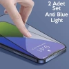 VipMarketim Baseus İPhone 12 Mini 5.4 0.3MM Full Anti Blue Light Tempered Cam Ekran Koruyucu 2Adet Set-(5775)