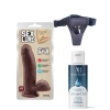 VipMarketim Belden Bağlamalı Kayganlaştırıcı Set Sex Lure Kıkırdaklı Gerçekçi Dildo - 17.5cm Zenci