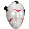 VipMarketim Beyaz Renk Kırmızı Çizgili Tam Yüz Hokey Jason Maskesi Hannibal Maskesi