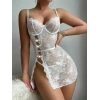 VipMarketim  Beyaz Tül Dantelli Taşlı Fantezi Gecelik