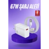 VipMarketim Beyaz Ultra Plus Hızlı Şarj Seti Şarj Adaptörü ve Kablosu 67W