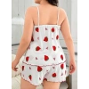 VipMarketim  Büyük Beden Çilek Desen Pamuklu Şortlu Pijama Takımı