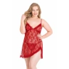 VipMarketim  Büyük Beden Kırmızı Kısa Tül Gecelik