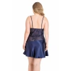 VipMarketim Büyük Beden Lacivert Kısa Saten Gecelik