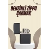 VipMarketim Çakmak Parlak Siyah Benzinli Çakmak Cep Boy Doldurulabilir