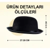 VipMarketim Charlie Chaplin Stil Yetişkin Şapkası – Siyah Melon Parti Şapkası