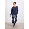 VipMarketim  Çiçek Desenli Uzun Kollu T-shirt Ve Pantolon Pijama Takımı