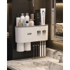 VipMarketim Çift Dispenserli Diş Macunu Sıkacağı 6 Fırçalık Bardaklı Banyo Organizer