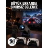 VipMarketim Çift Kollu Game Box Projeksiyon Cihazı Kumandalı Android Tv Dahili Hoparlör Yeni Nesil