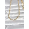VipMarketim CM 14K Gold Renk Yassı Oval Zincirli Model 60 cm Kadın Kolye 5886