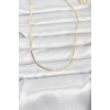 VipMarketim CM 14K Gold Renk Yassı Zincir Model 60 cm Kadın Kolye 5886