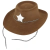 VipMarketim Çocuk Kovboy Şapkası Plastik Üzeri Flok Kaplama Açık Kahverengi