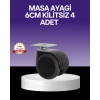 VipMarketim Çok Amaçlı Kilitsiz Masa Ayağı Tekerleği 6 cm