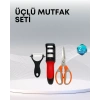 VipMarketim Çok Fonksiyonlu Mutfak Makas Seti – 3 Makas Bileyici ve Soyacak Dahil