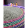 VipMarketim DecoHandy 39cm Neon Renkli Şeritli Jüt Örme Supla Amerikan Servis