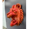 VipMarketim Dekoratif Asılabilir Aslan Başı 3D Duvar Heykeli Gold Red 20x21 cm