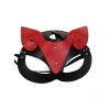 VipMarketim Deri Kedi Kız Maskesi Siyah Kırmızı