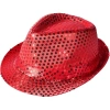VipMarketim Disko Star Kırmızı Payetli Fötr Şapka Yetişkin Boy