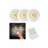 VipMarketim Dolap Işığı Mutfak Rafı Işığı Uzaktan Kumandalı 3 Lü Spot Led Lamba