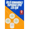 VipMarketim Dolap Işığı Mutfak Rafı Işığı Uzaktan Kumandalı 3 Lü Spot Led Lamba