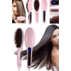 VipMarketim Elektrikli Saç Düzleştirici Tarak Saç Düzleştirici Fırça Sıkı Dişli Pembe